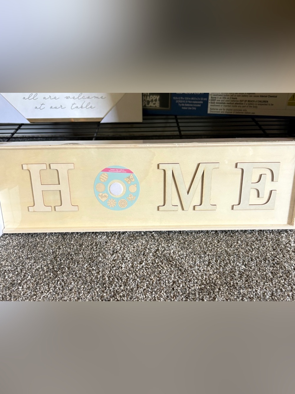 HOME Wooden Wall Sign - Cream with Pastel Accent